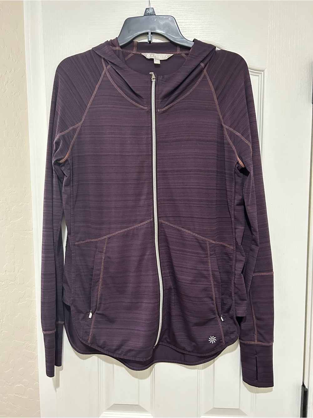 Athleta Plum Zip-Up Hooded Long Sleeve Jacket